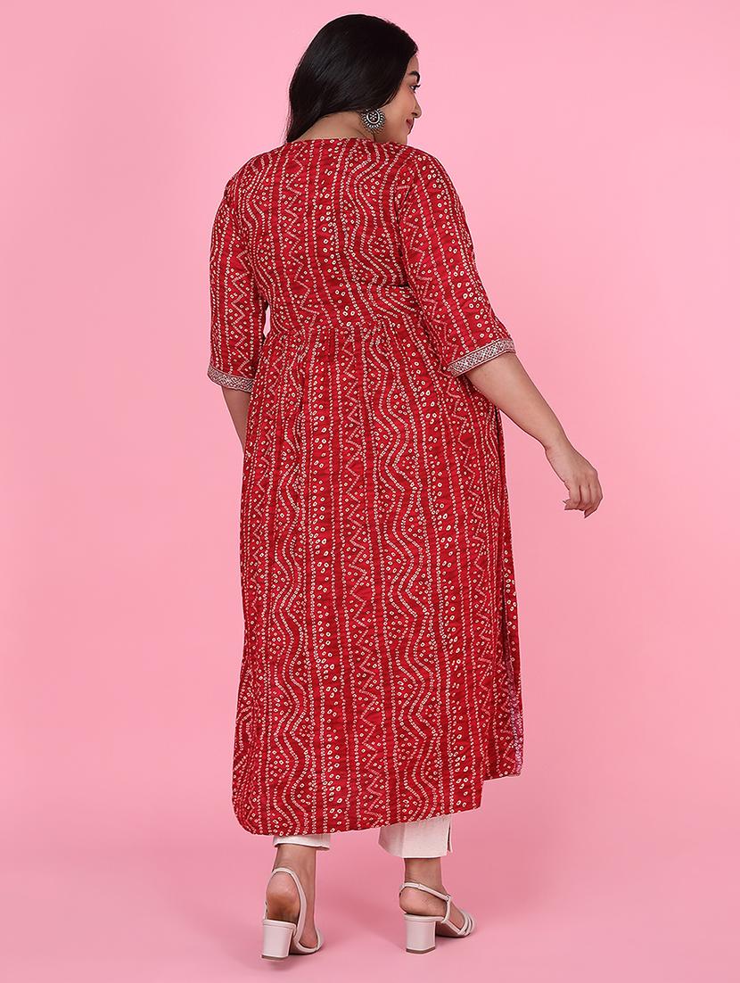 women three quarter sleeve a-line kurta - 21463701 - Standard Image - 3