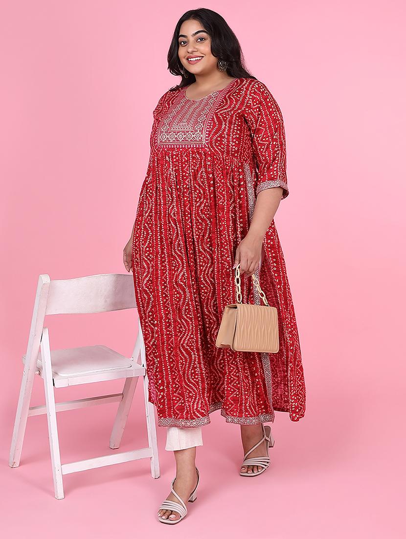 women three quarter sleeve a-line kurta - 21463701 - Standard Image - 5