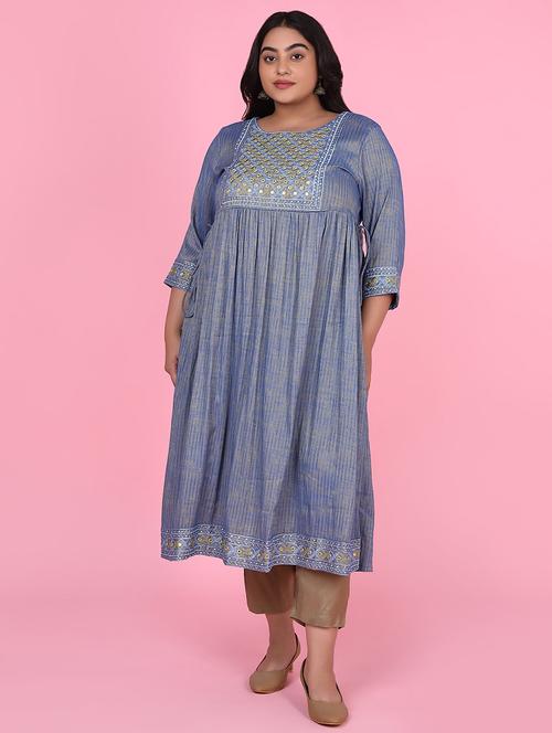 women three quarter sleeve a-line kurta - 21463702 - Standard Image - 0