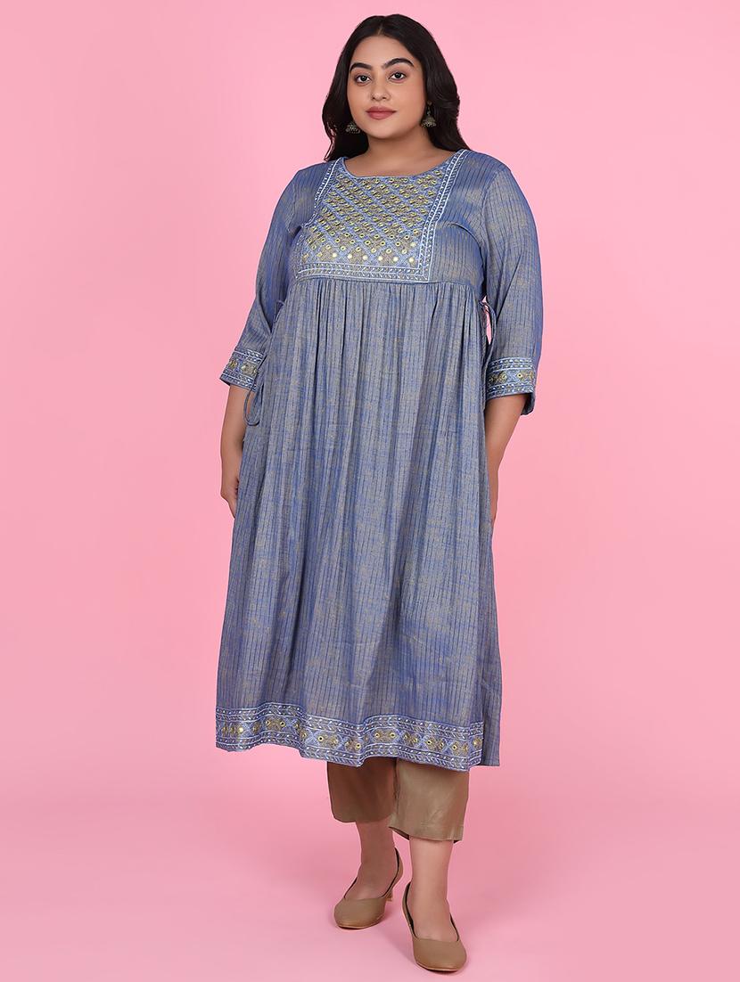 women three quarter sleeve a-line kurta - 21463702 - Zoom Image - 0