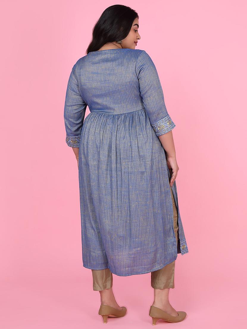 women three quarter sleeve a-line kurta - 21463702 - Standard Image - 3