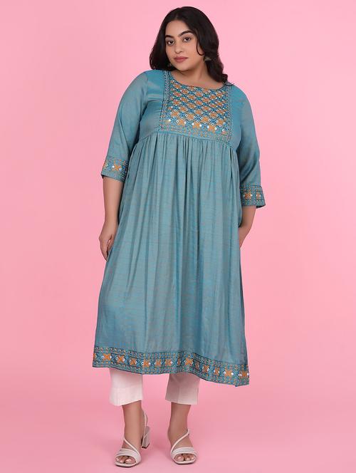 women three quarter sleeve a-line kurta - 21463705 - Standard Image - 0