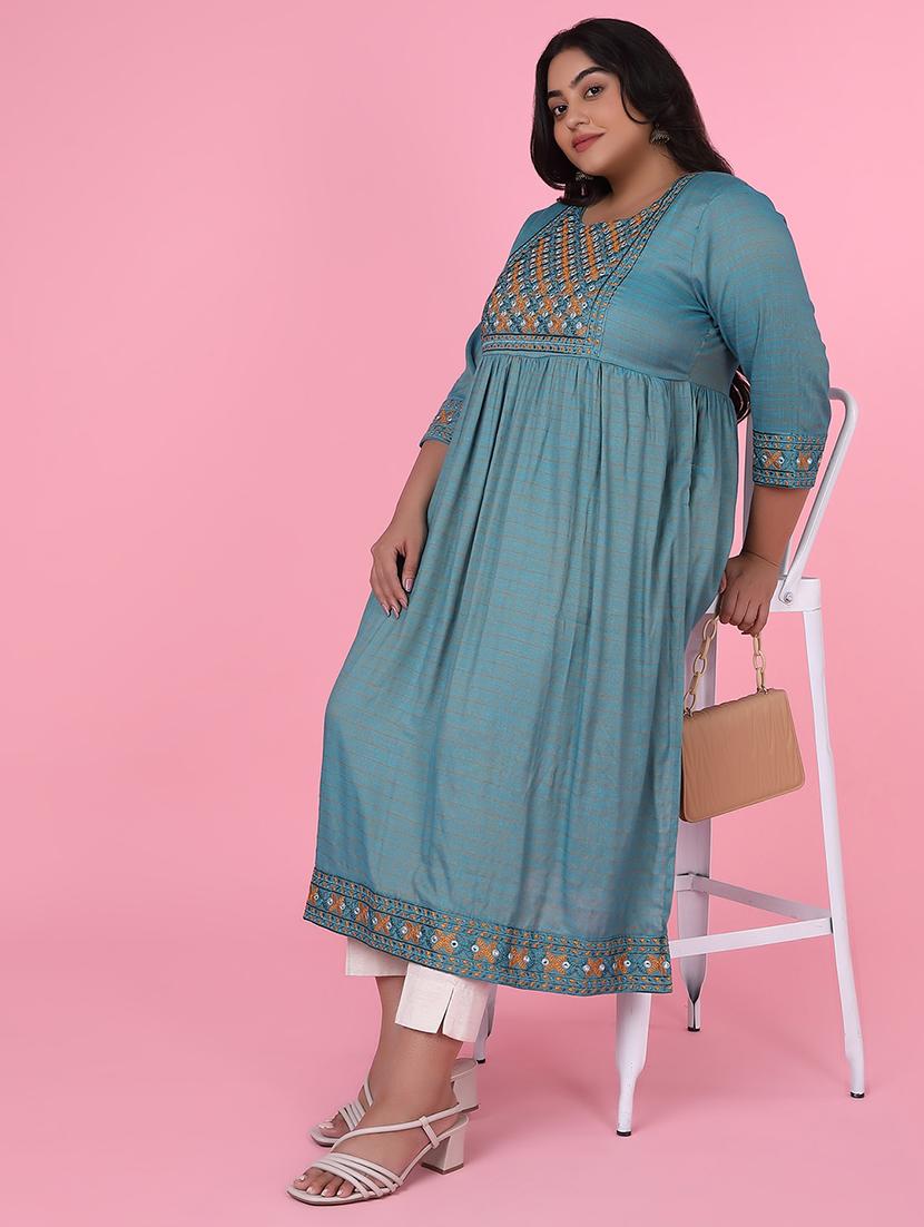 women three quarter sleeve a-line kurta - 21463705 - Standard Image - 5
