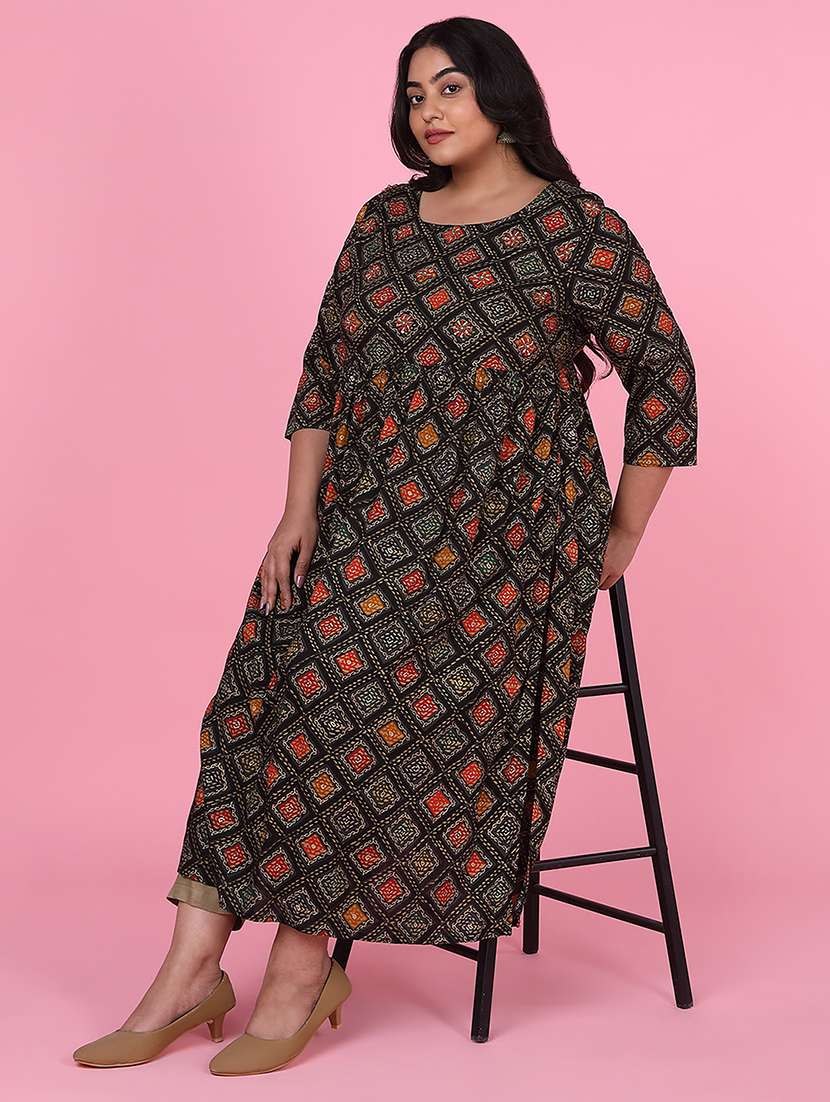 women three quarter sleeve a-line kurta - 21463706 - Standard Image - 5