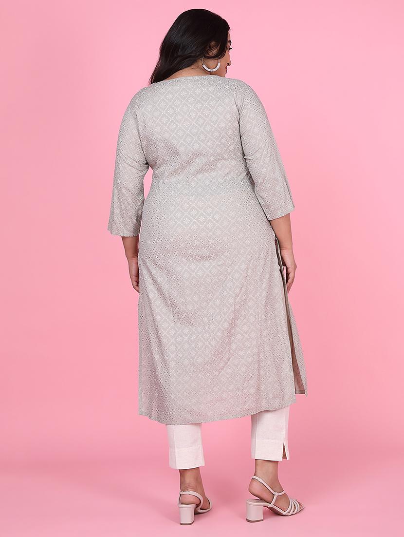 women three quarter sleeve straight kurta - 21463708 - Standard Image - 3