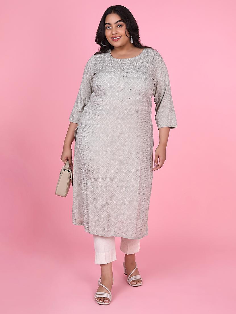 women three quarter sleeve straight kurta - 21463708 - Standard Image - 5