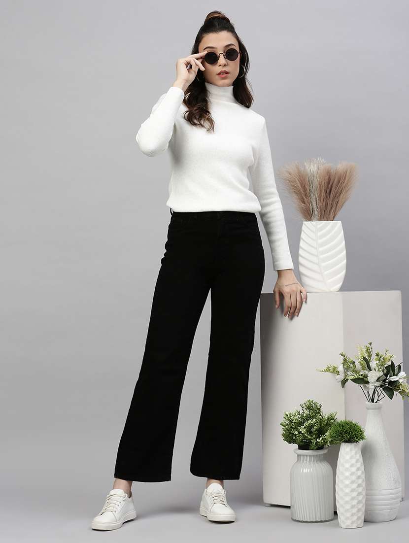 women solid long sleeves high neck pullover - 21463712 -  Standard Image - 5