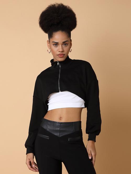 women solid long sleeves crop summer jacket - 21463716 -  Standard Image - 0