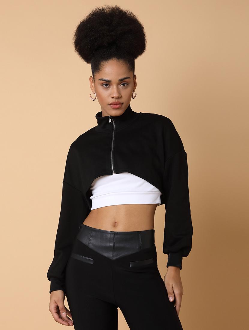 women solid long sleeves crop summer jacket - 21463716 -  Zoom Image - 0
