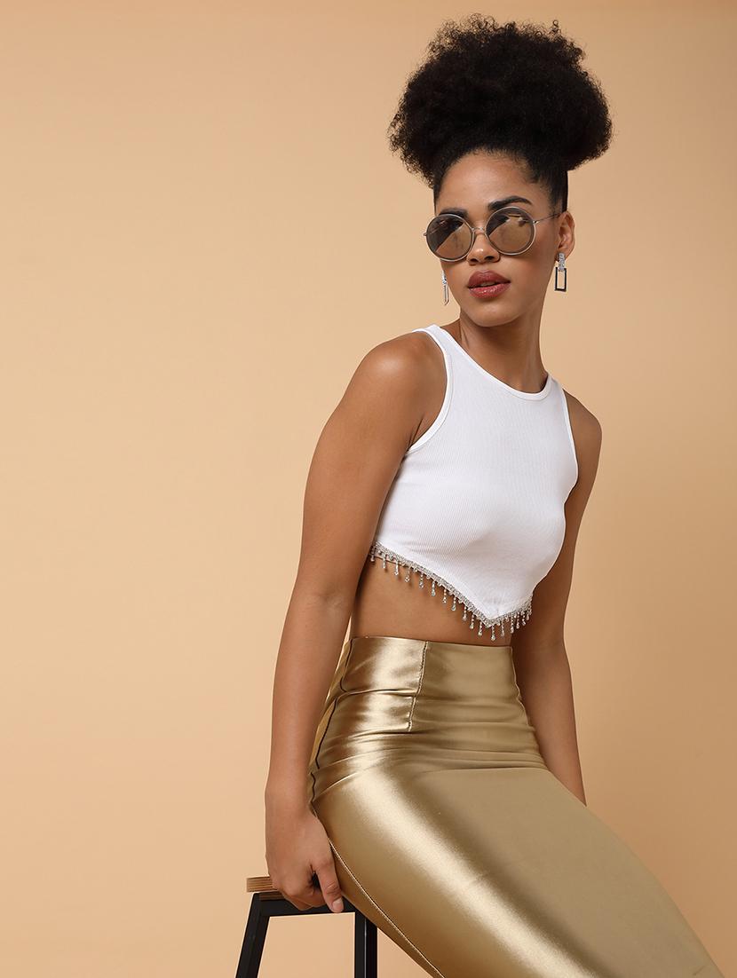 women solid sleeveless crop tank top - 21463717 - Standard Image - 3