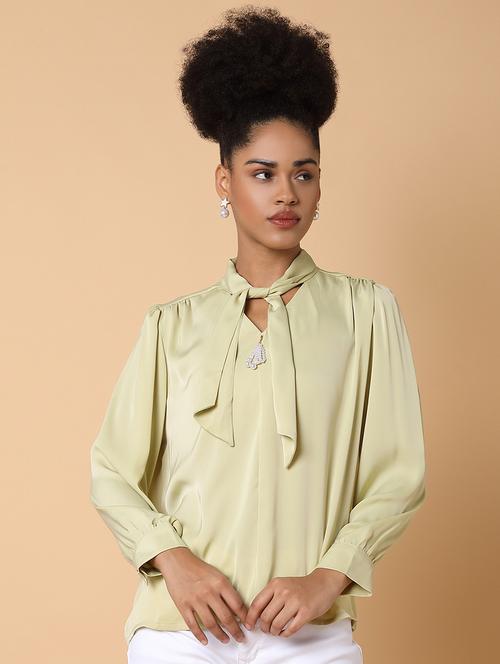 women solid puff sleeves top - 21463718 - Standard Image - 0