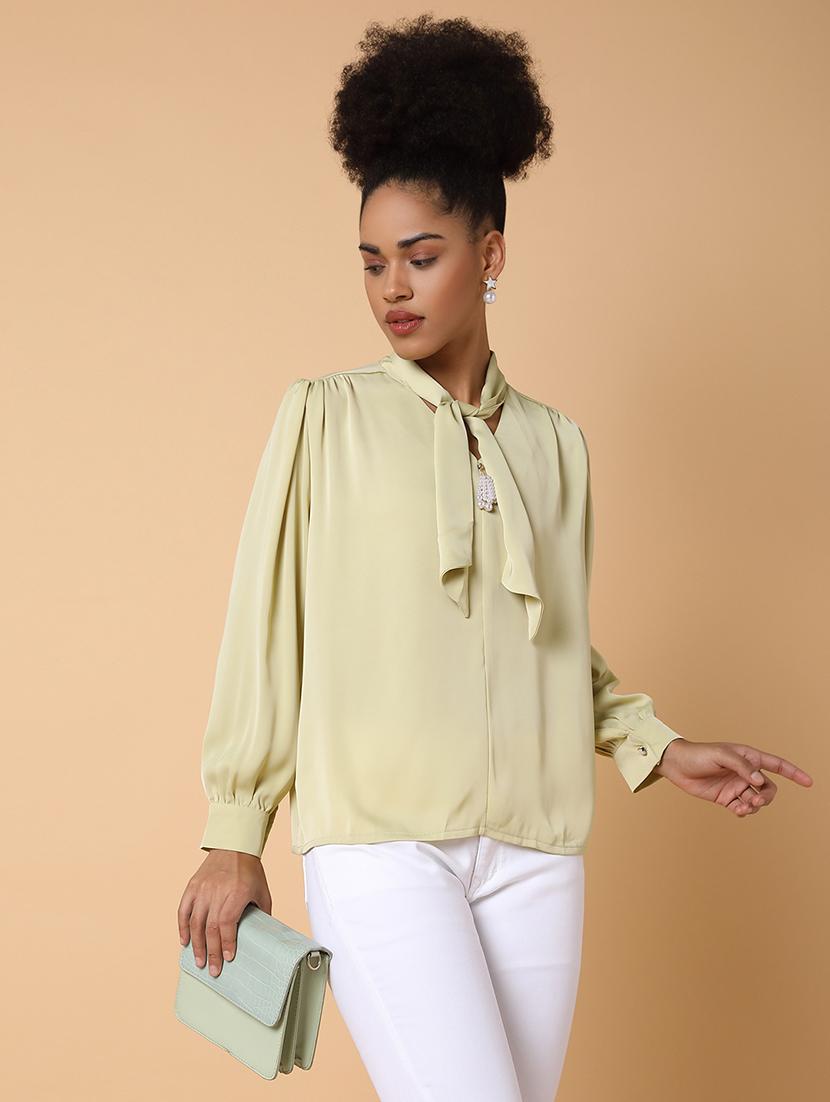 women solid puff sleeves top - 21463718 - Standard Image - 3