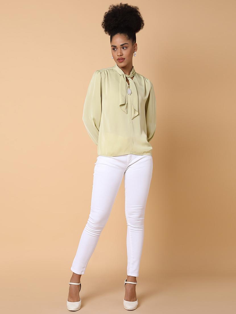women solid puff sleeves top - 21463718 - Standard Image - 5
