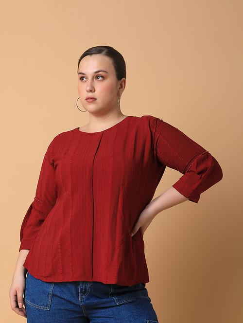 women plus size self designed regular fit top - 21463731 - Standard Image - 0