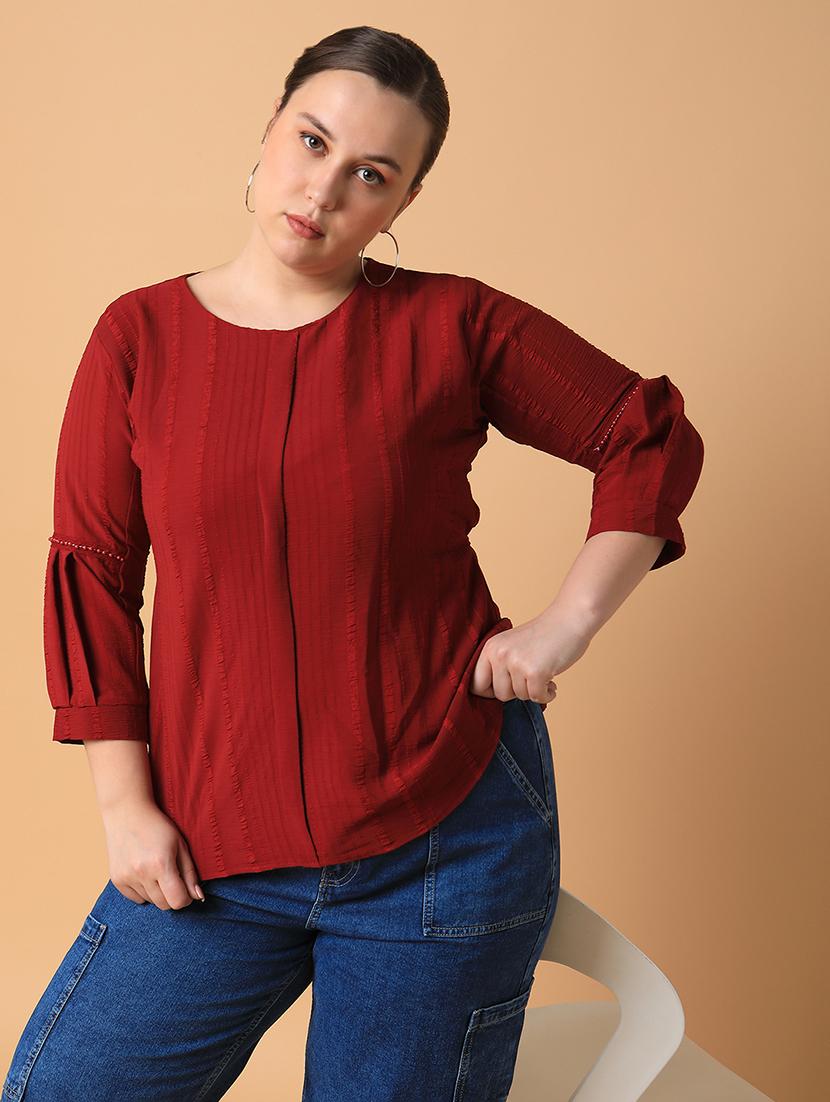 women plus size self designed regular fit top - 21463731 - Standard Image - 3