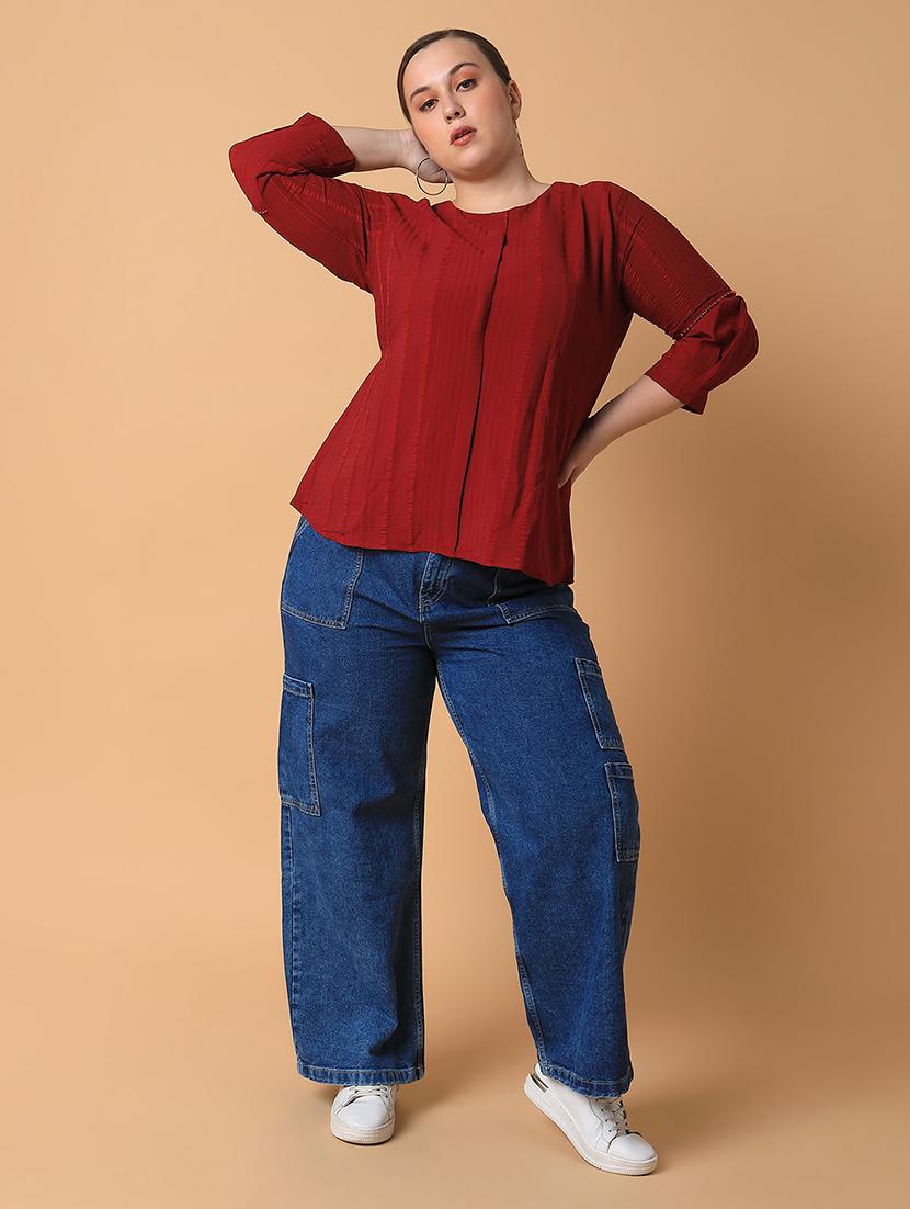 women plus size self designed regular fit top - 21463731 - Standard Image - 5