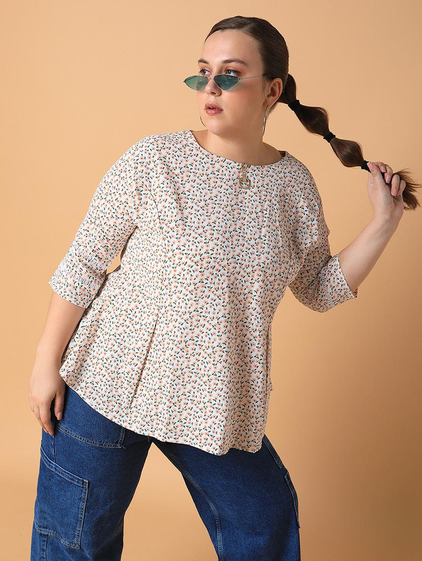women plus size printed regular fit top - 21463744 - Standard Image - 3