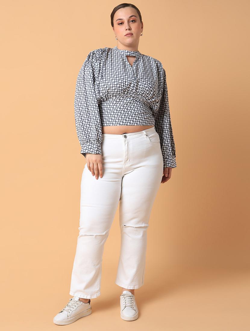 women grey crepe blouson top - 21463766 - Standard Image - 5