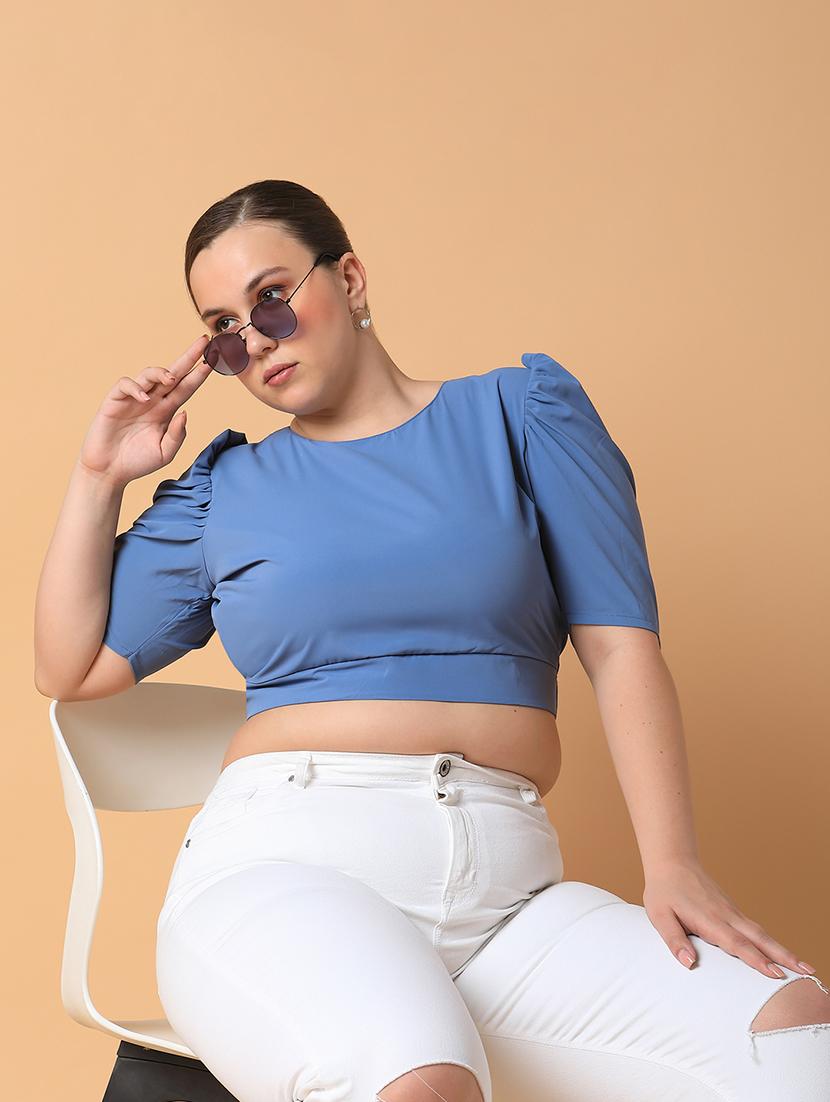 women plus size solid backless regular fit top - 21463771 - Standard Image - 3