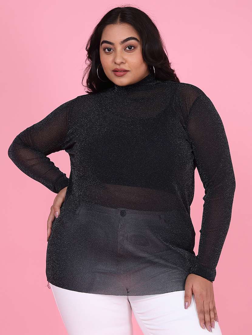 women plus size solid regular fit top