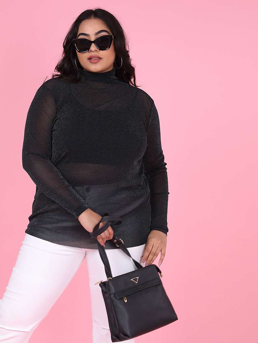 women plus size solid regular fit top - 21463775 -  Standard Image - 3