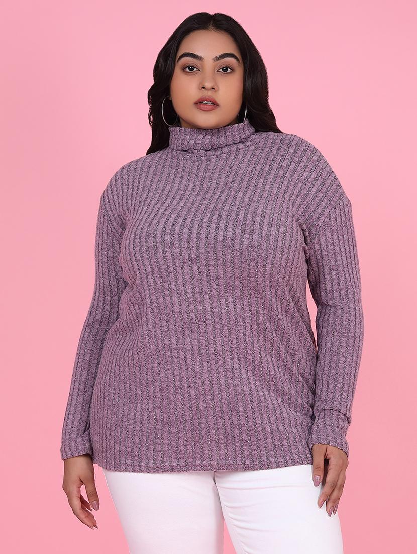 women solid long sleeves plus size pullover - 21463779 - Zoom Image - 0