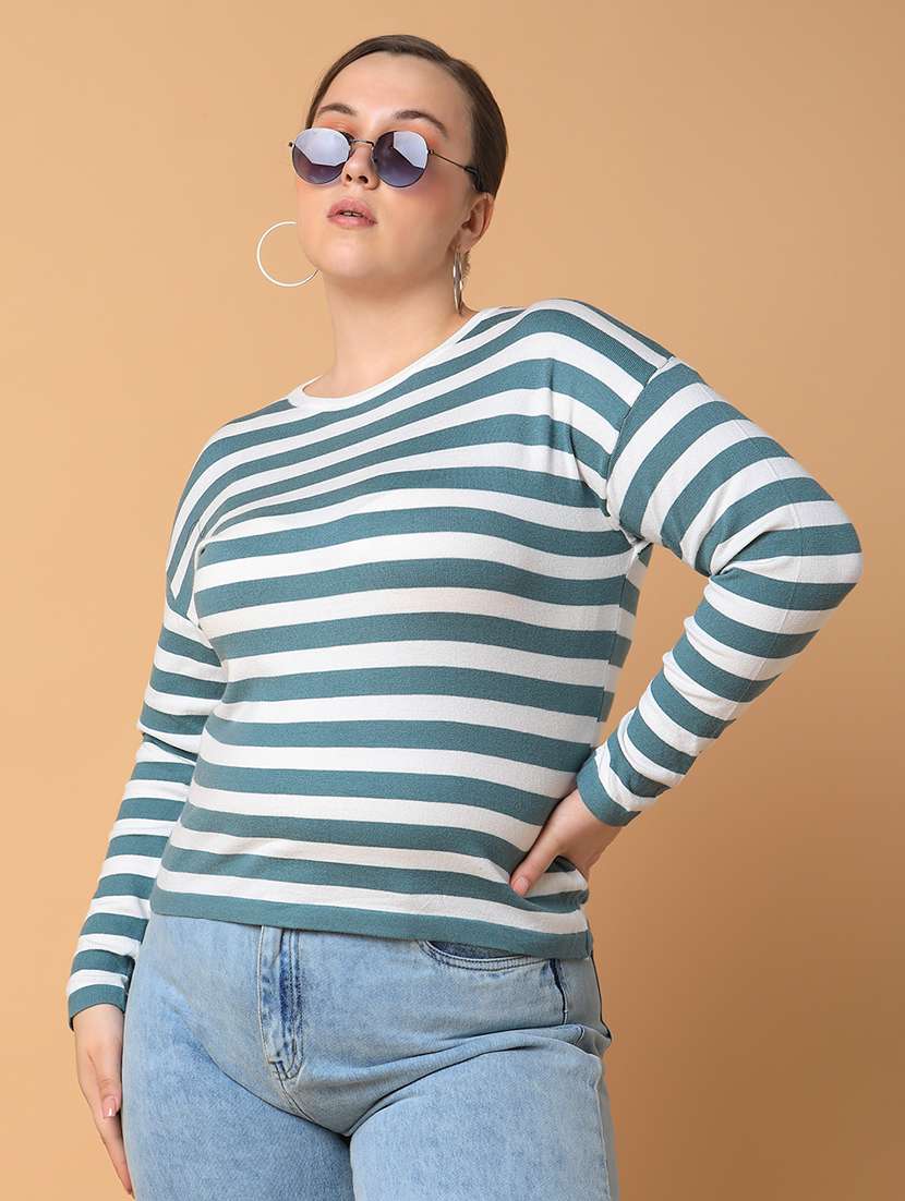 women teal acrylic plus size top - 21463798 - Standard Image - 3