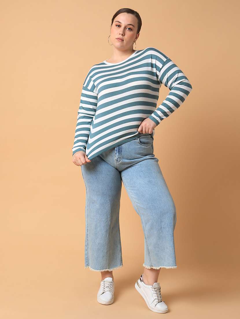 women teal acrylic plus size top - 21463798 - Standard Image - 5