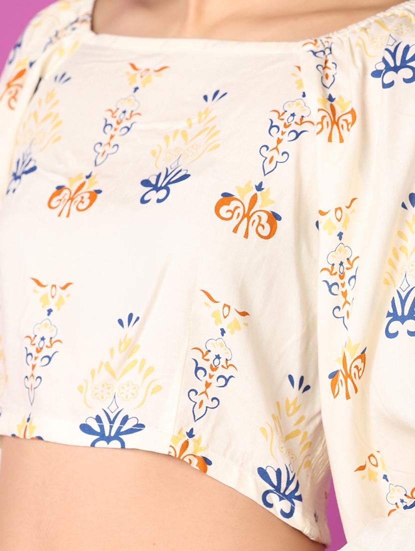 off white printed crop top - 21464708 - Standard Image - 5