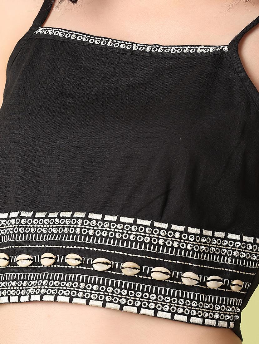 black printed crop top - 21464709 - Standard Image - 5