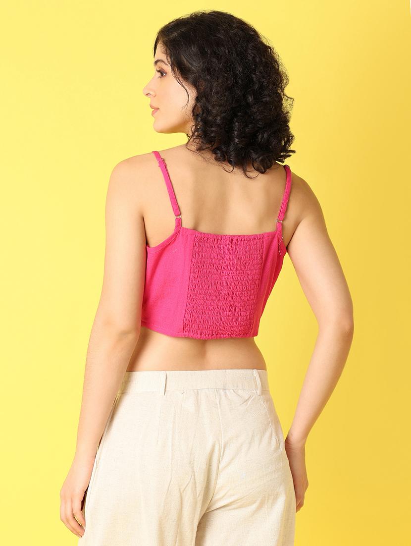 blue printed crop top - 21464711 - Standard Image - 3
