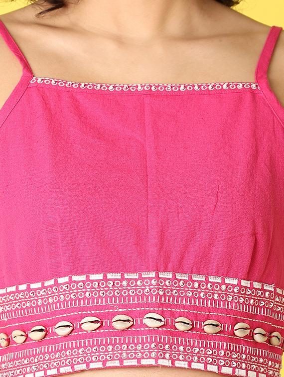 blue printed crop top - 21464711 - Standard Image - 5