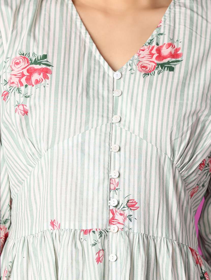 women white printed flared ethnic dress - 21464737 -  Standard Image - 5