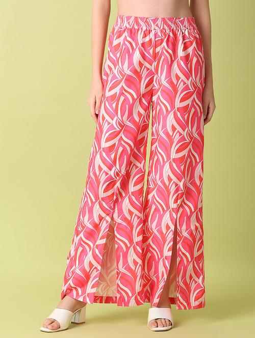 women mid-rise printed wide leg trouser - 21464750 - Standard Image - 0
