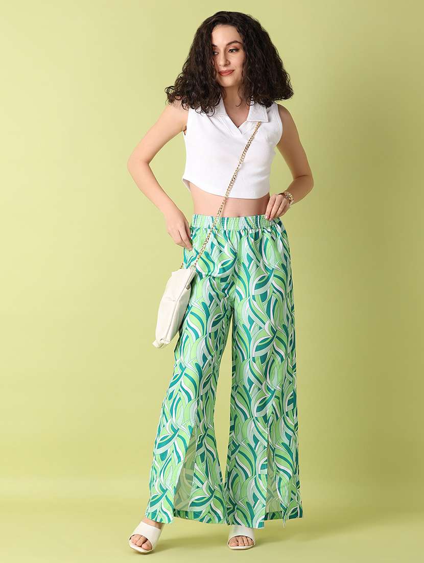 women mid-rise printed wide leg trouser - 21464751 -  Standard Image - 3
