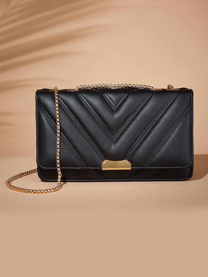 black leatherette (pu) sling bag