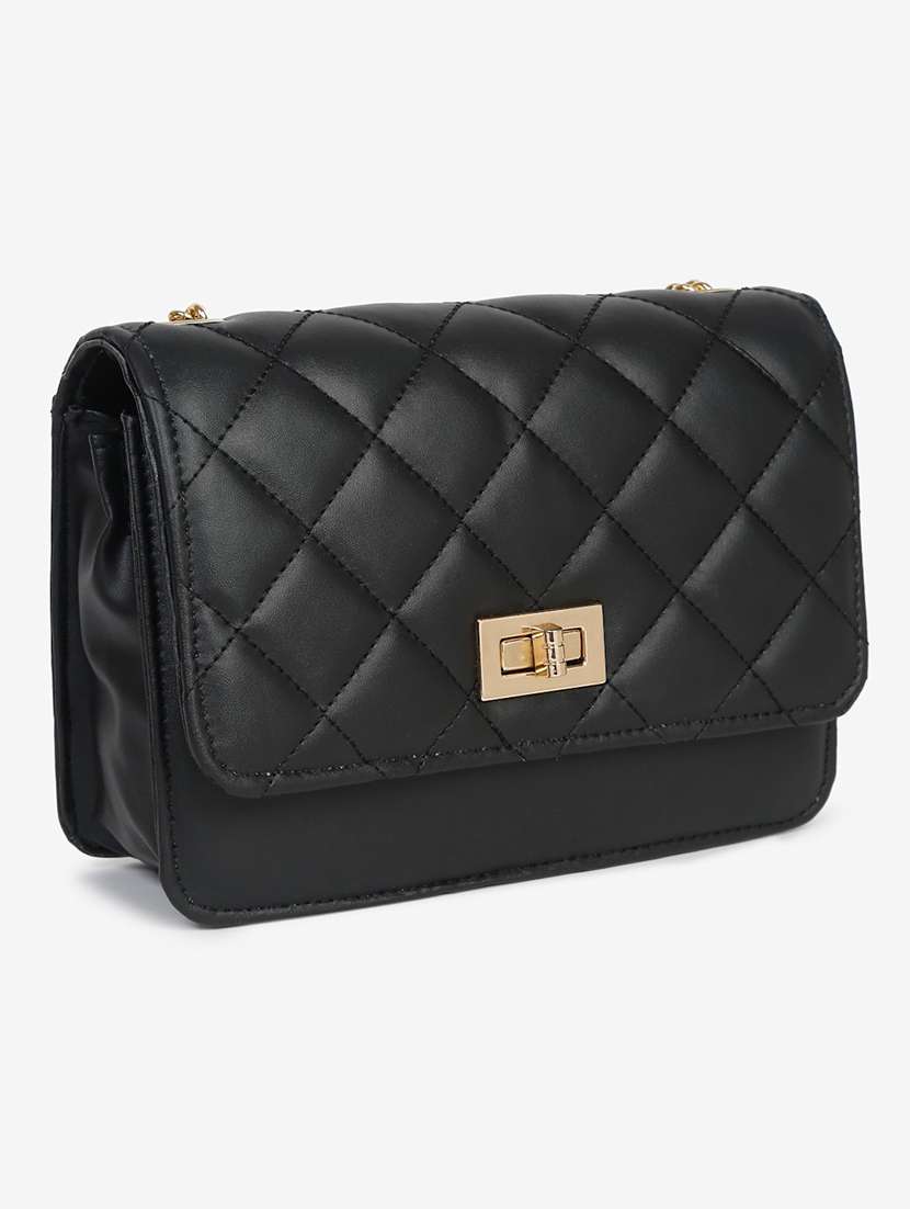 black leatherette (pu) sling bag - 21465503 -  Standard Image - 3