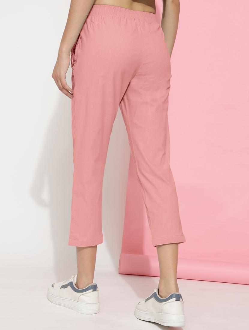 women solid mid rise calf legth trouser - 21466136 - Standard Image - 3