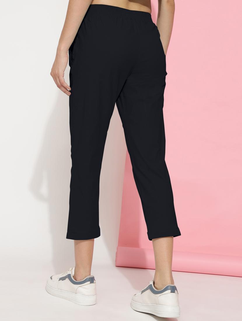 women solid mid rise calf legth trouser - 21466137 - Standard Image - 3