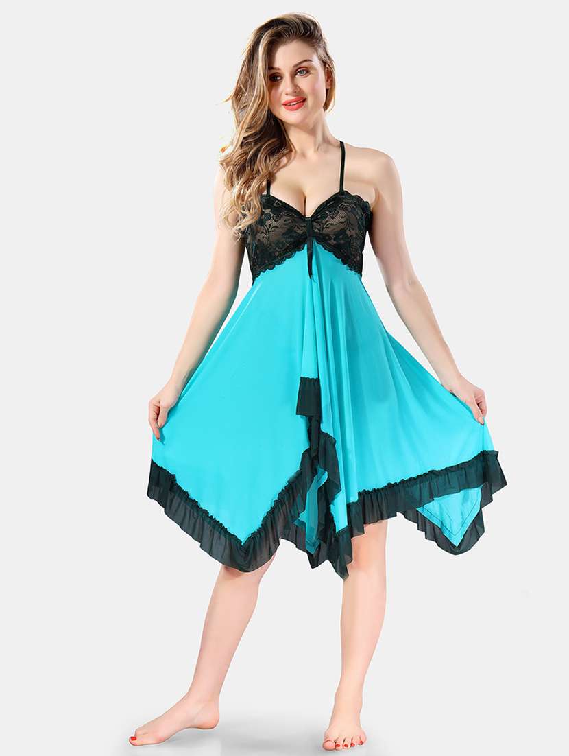 women lace detailed net babydoll