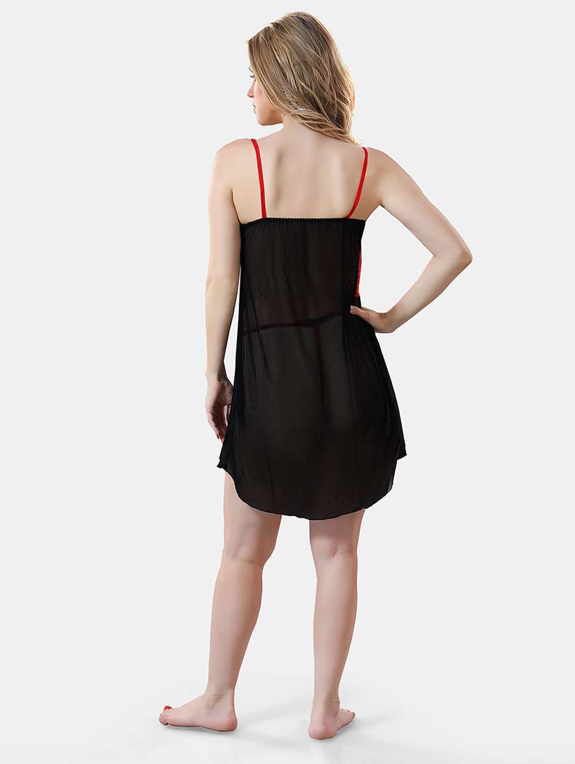 women lace detailed net babydoll - 21466211 -  Standard Image - 3