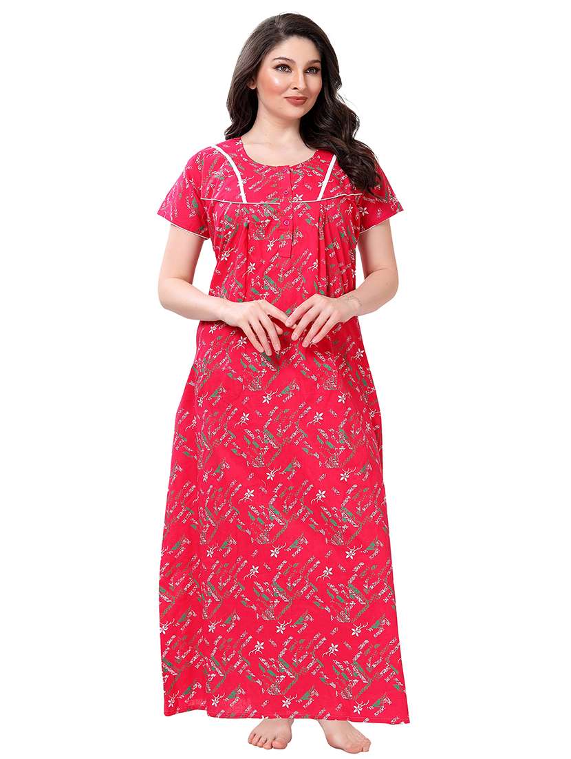 women round neck printed nighty