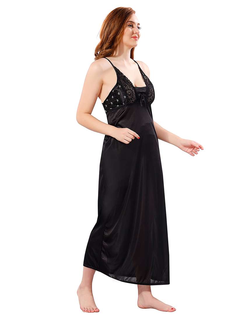 women printed nighty with robe - 21466484 - Standard Image - 3