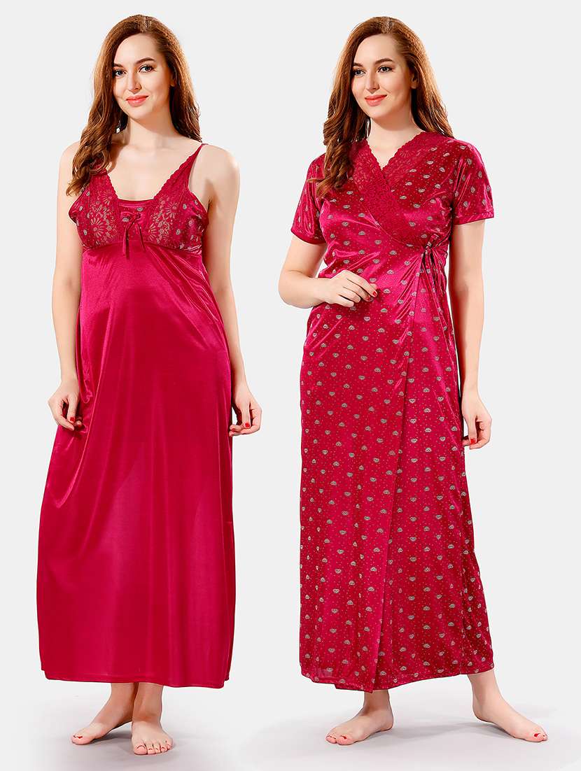 women printed nighty with robe - 21466489 - Zoom Image - 0