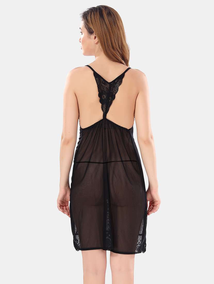 women lace detailed nighty with robe - 21466491 - Standard Image - 5