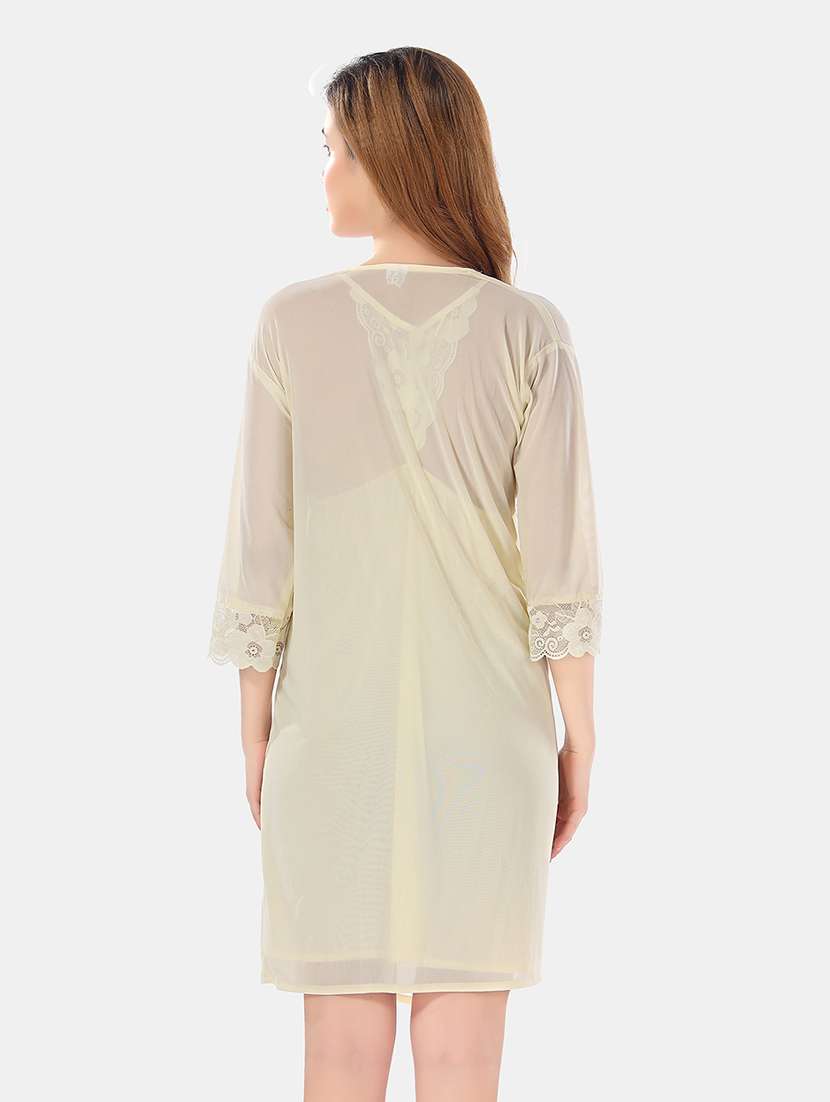 women lace detailed nighty with robe - 21466494 - Standard Image - 5