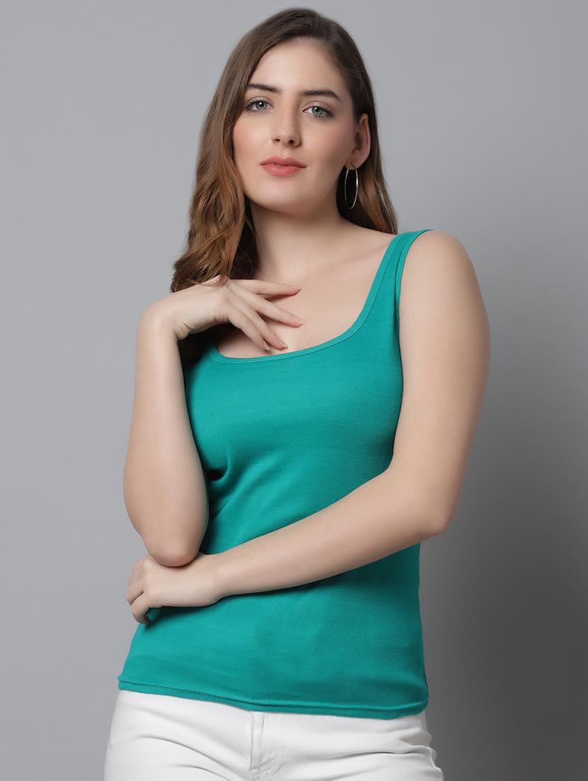 women solid cotton tank top