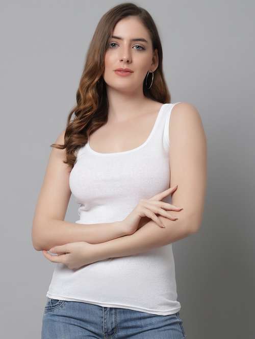 women solid cotton tank top - 21466553 - Standard Image - 0