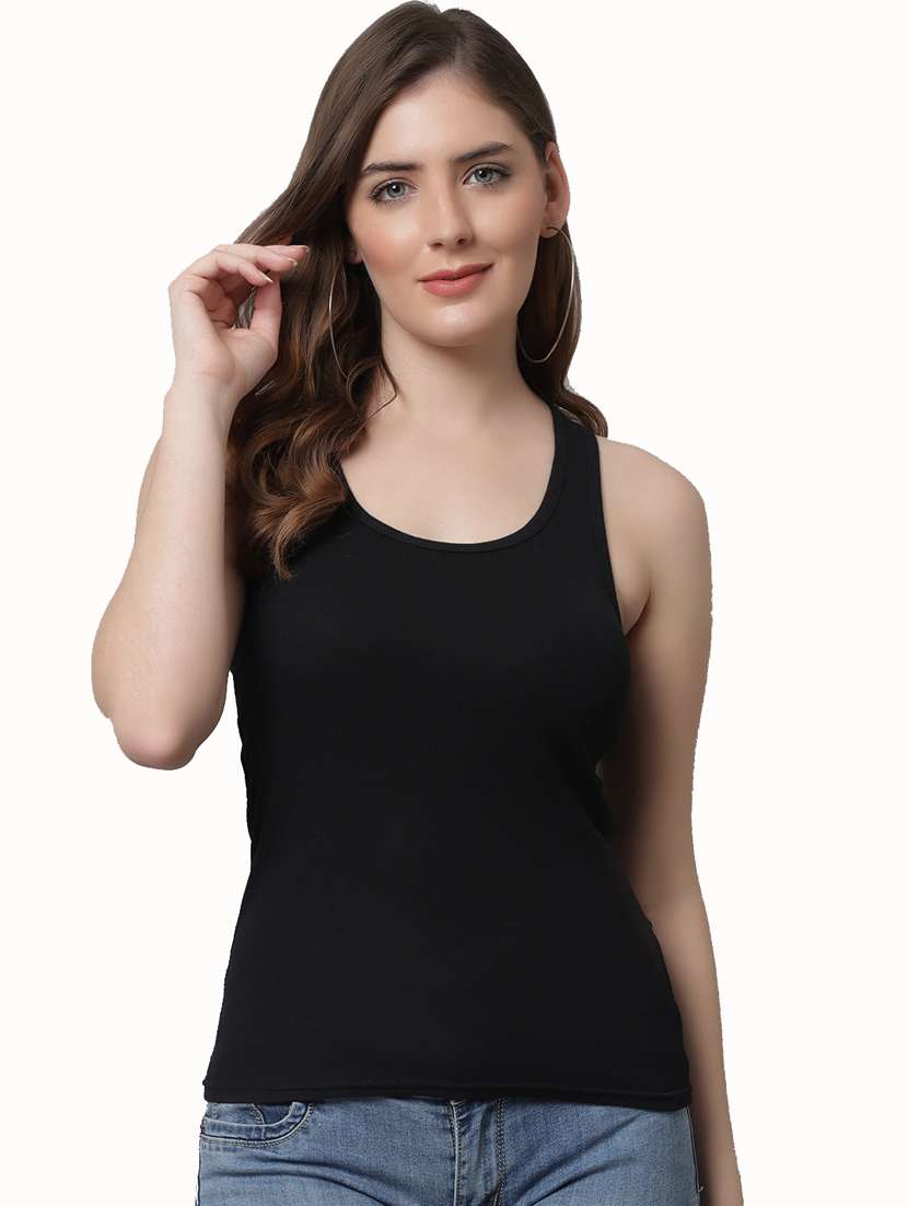 women solid cotton tank top