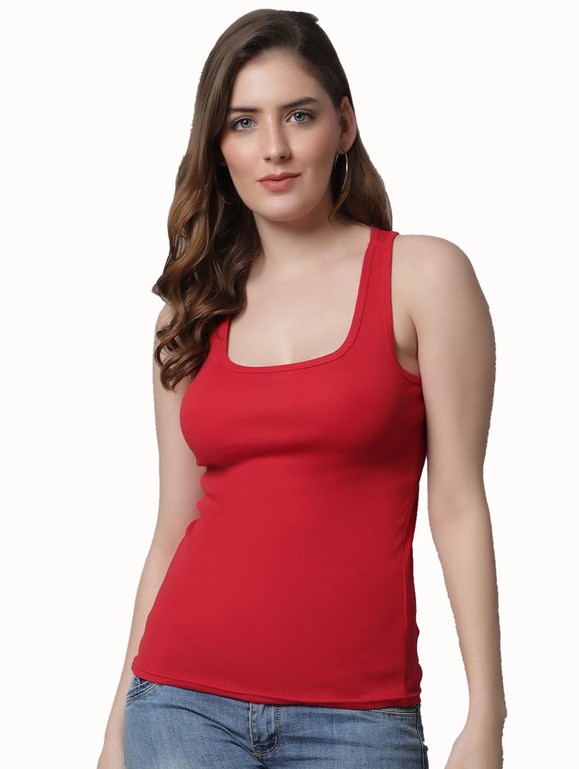 women solid cotton tank top